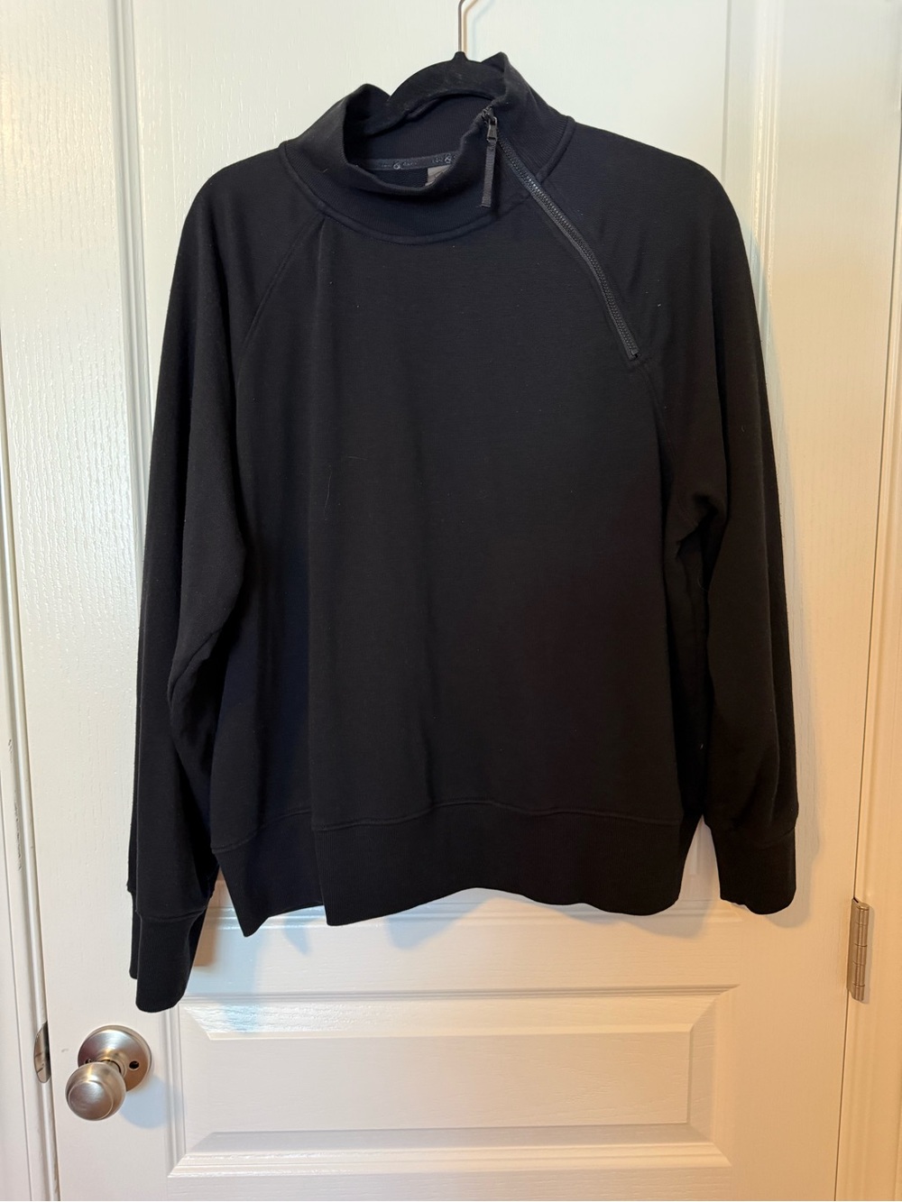 Lou & Grey Black Funnel Neck Zip Pullover Sweatshirt
